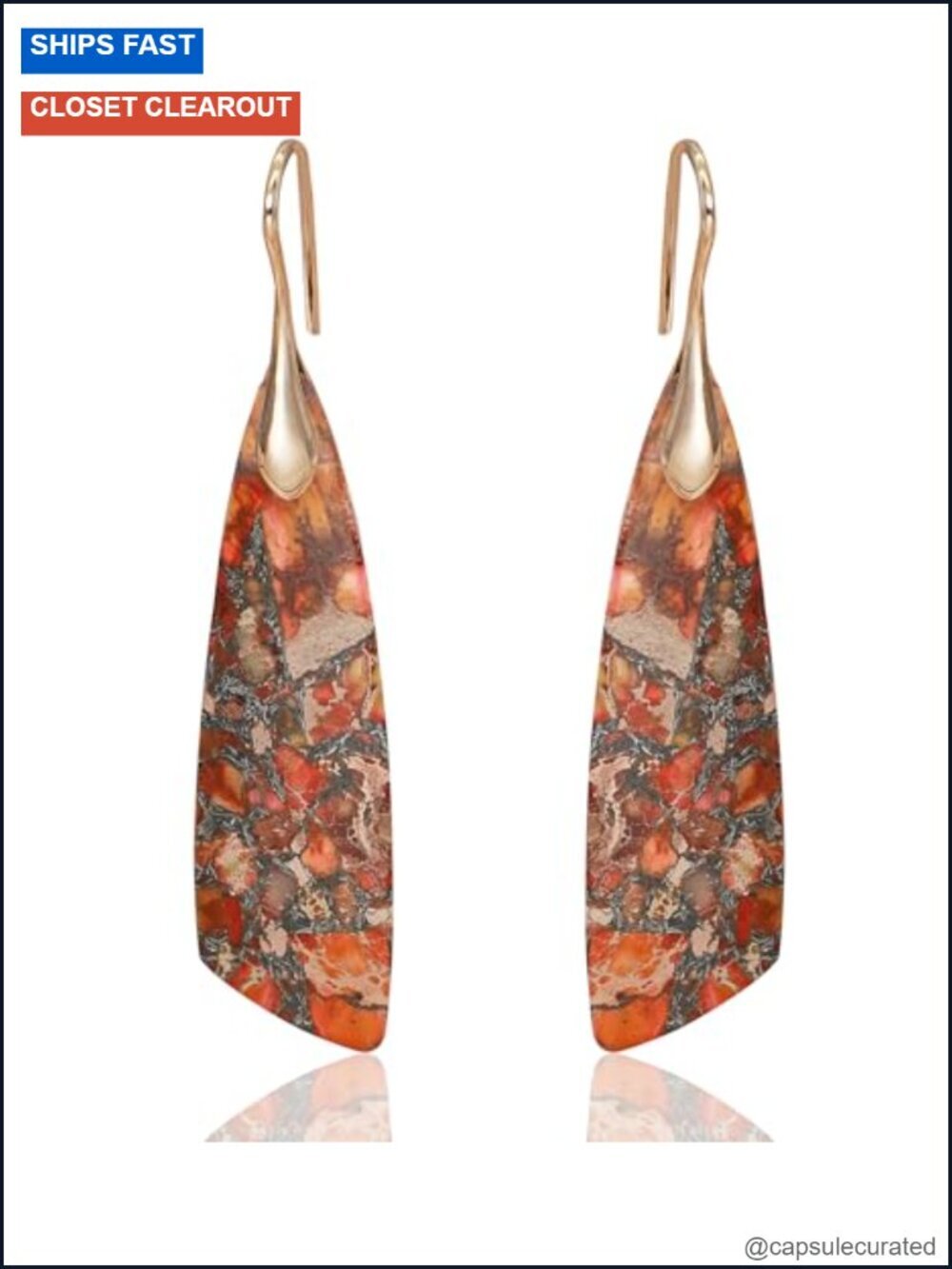 Natural Stone Dangle Earrings Bohemian Triangle Drop Earrings